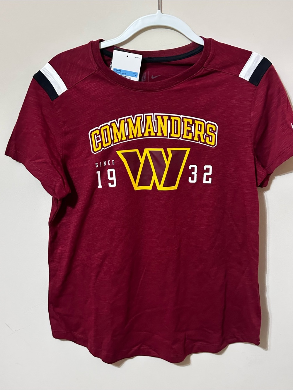 NWT NIKE WASHINGTON COMMANDERS WOMENS MAROON HISTORIC SLUB SHORT SLEEVE T-SHIRT